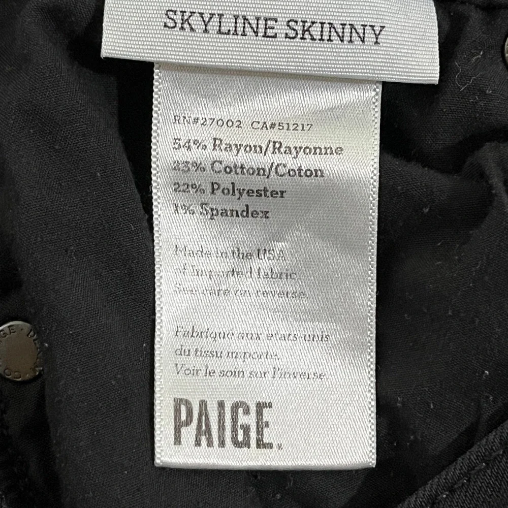 Paige Skyline Verdugo Ultra Skinny Jeans Size 26 Mid-Rise Black Stretch Denim